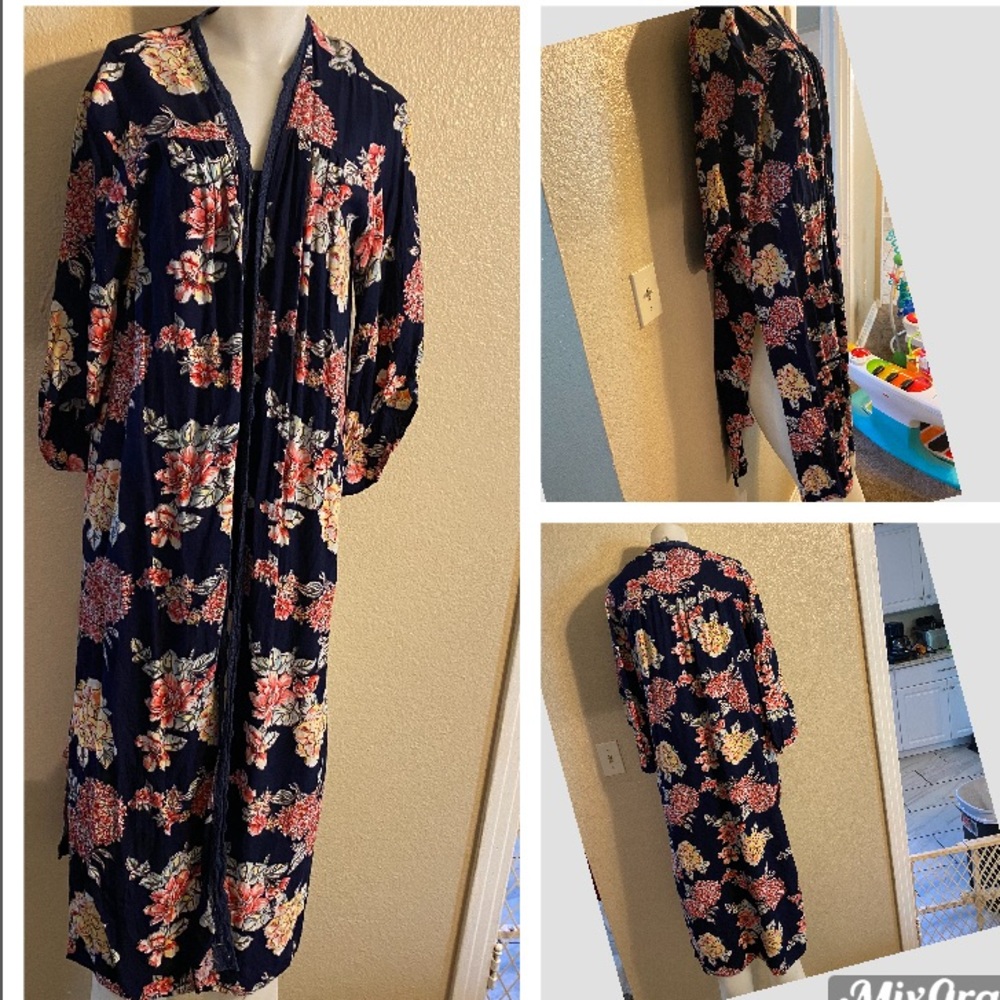 Navy Floral Duster/Kimono